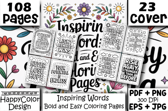 Download Inspiring Word Bold &amp; Easy Coloring Book - Easy Collection