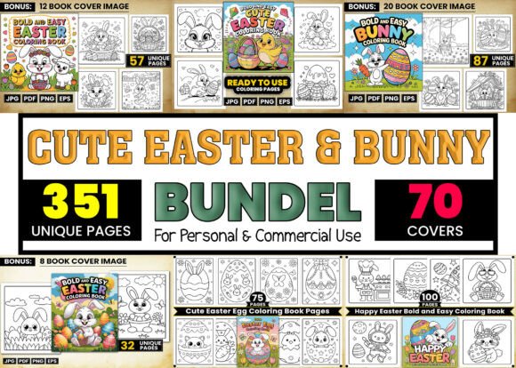 Download Cute Easter &amp; Bunny Bundle Coloring Page - Cute Collection