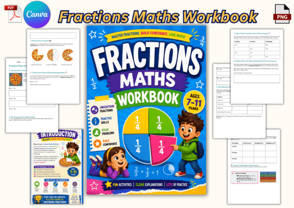 Download Fractions Maths Workbook for Kids - For kids Collection