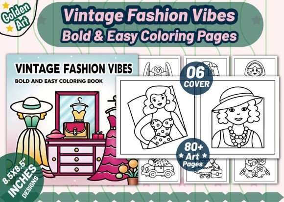 Download Vintage Fashion Vibes Bold-Easy Coloring - Easy Collection