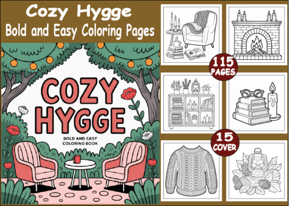 Download Cozy Hygge Bold and Easy Coloring Pages - Easy Collection