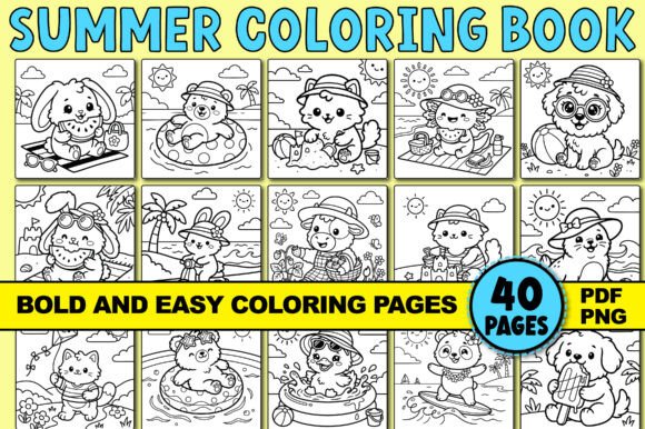 Download EASY and BOLD SUMMER CUTE COLORING BOOK - Easy Collection