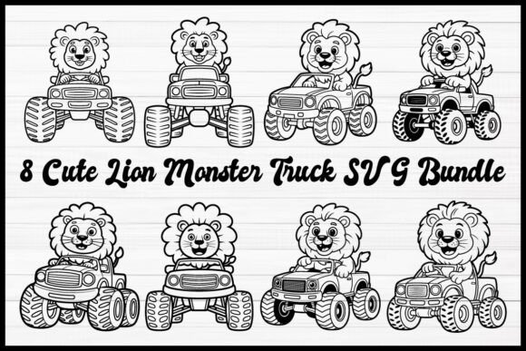 Download Cute Lion Monster Truck SVG Bundle - Cute Collection