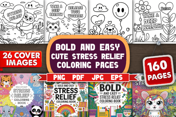 Download Bold and Easy Stress Relief Color Pages - Easy Collection