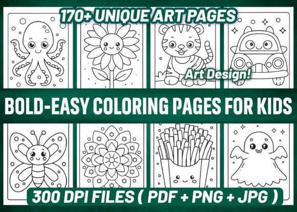 Download 170 Bold and Easy Coloring Pages - KDP - Easy Collection