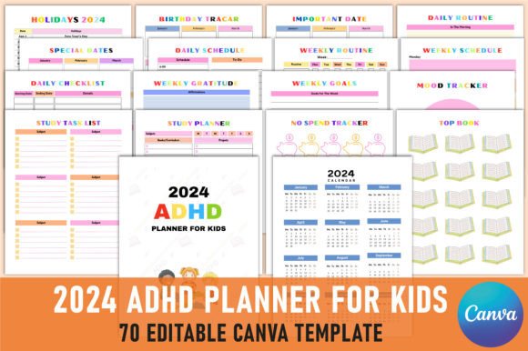Download 2024 ADHD Planner for Kids Canva - For kids Collection