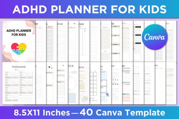 Download ADHD Planner for Kids Canva Template - For kids Collection