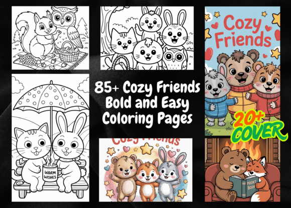Download Cozy Friends Bold and Easy Coloring Book - Easy Collection