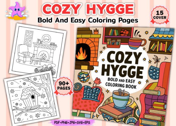 Download Cozy Hygge Bold and Easy Coloring Pages - Easy Collection