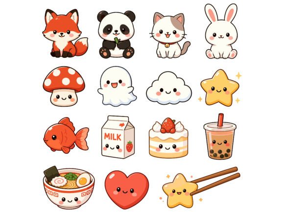 Download Cute Kawaii Cartoon Icons Animal Set Art - Cute Collection