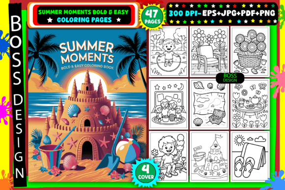 Download Summer Moments Bold &amp; Easy Coloring Book - Easy Collection