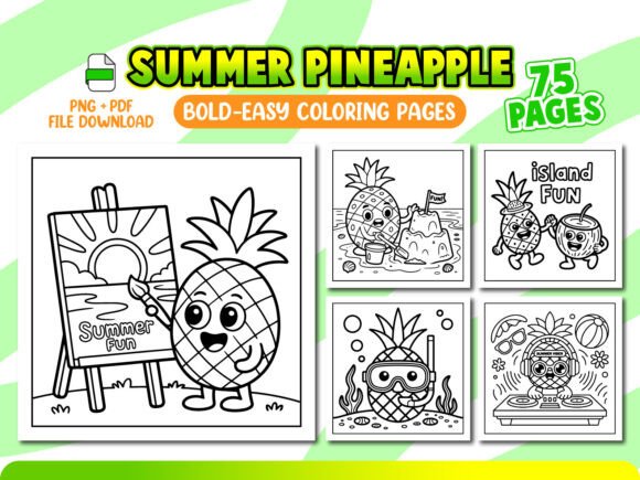 Download Summer Pineapple Coloring Pages for Kids - For kids Collection