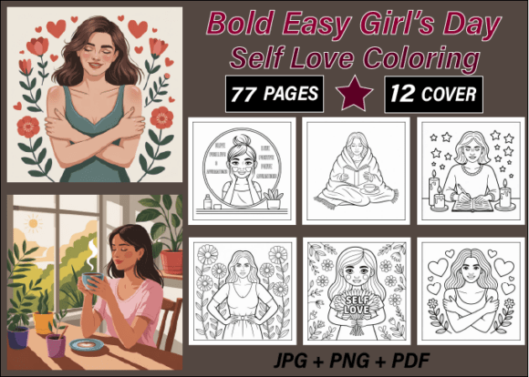 Download Bold Easy Girl’s Day Self Love Coloring - Easy Collection