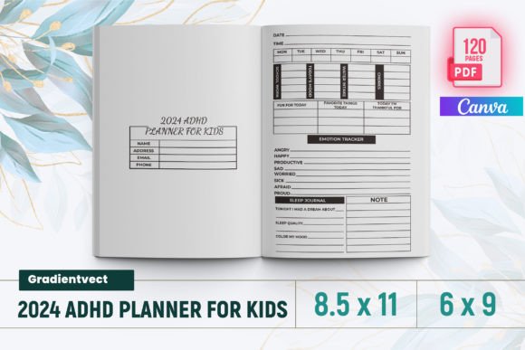 Download (KDP) 2024 ADHD Planner for Kids Canva - For kids Collection