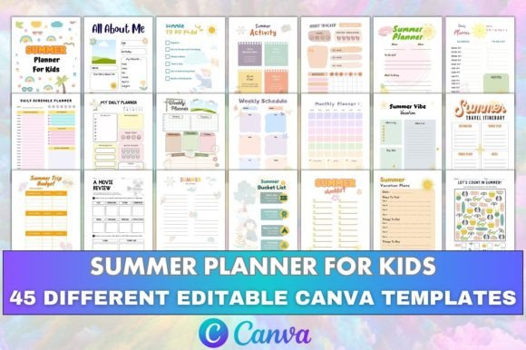 Download Canva Editable Summer Planner for Kids - For kids Collection